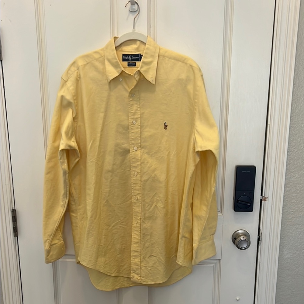 EUC Ralph Lauren Yarmouth button down shirt. Size 16-35. Color is yellow